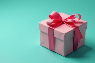 A single beautifully wrapped gift, ribbon partially untied , ribbon, details, package