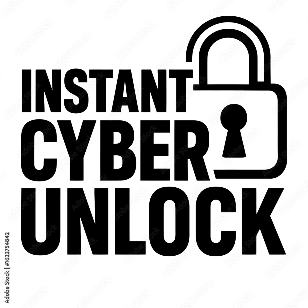 Poster instant cyber unlock - vector graphic with padlock icon for security and digital access