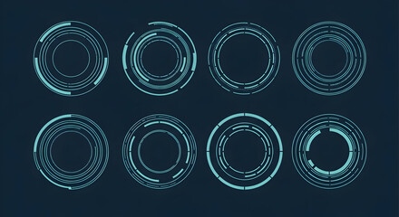 Abstract Circular Tech HUD Interface Design Elements