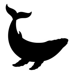 Whale silhouette with tail raised high
