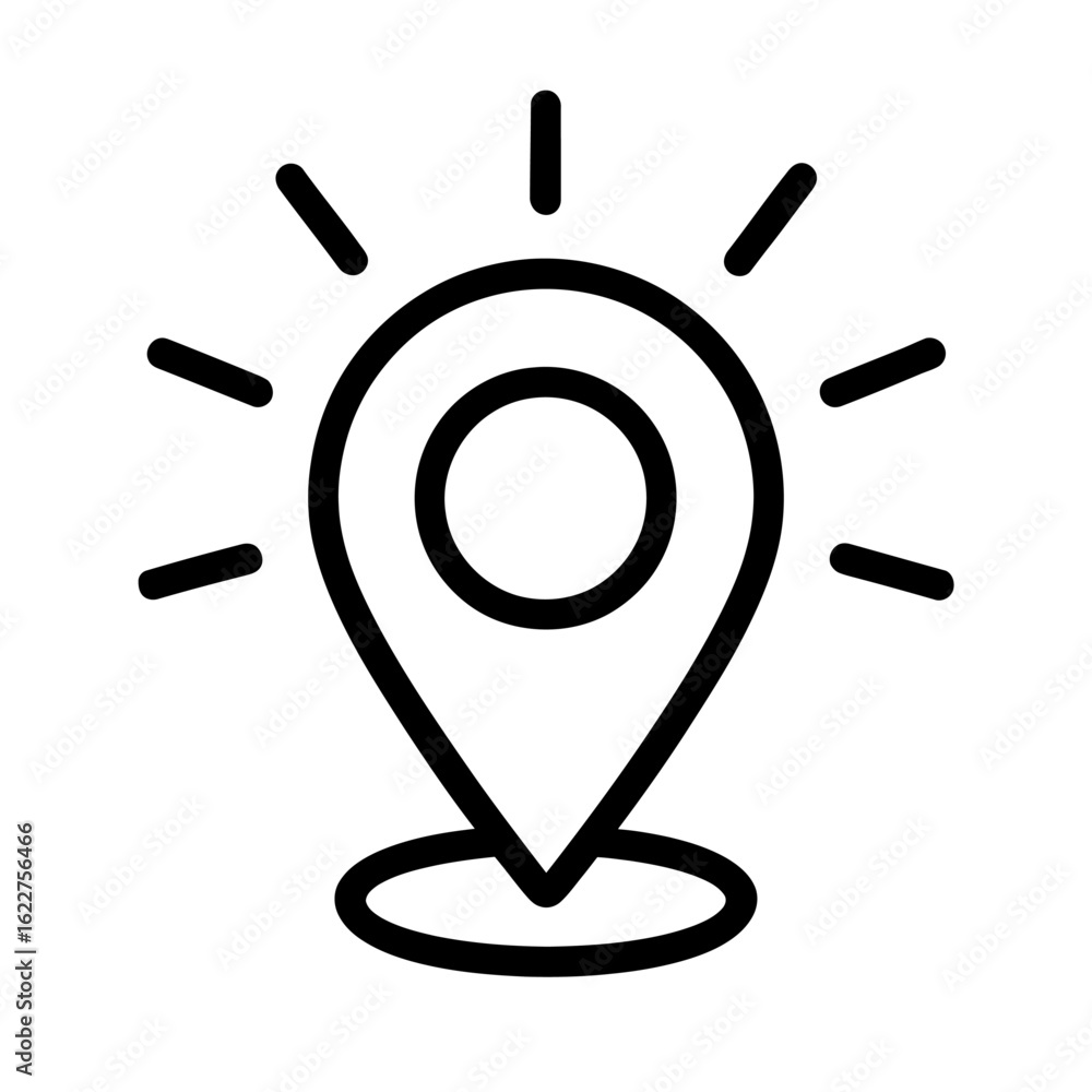 Aufkleber vector icon of highlighted location pin for point of interest and success - a gps beacon symbol