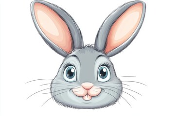 Fototapeta premium Adorable Gray Bunny Face Smiling Cheerfully