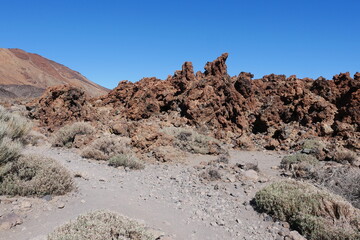 Vulkanlandschaft Hochfläche Las Cañadas mit Halbwüste auf Teneriffa