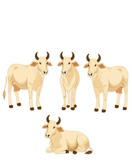 Vector cartoon black and white cow isolated on white background - dairy products, farming