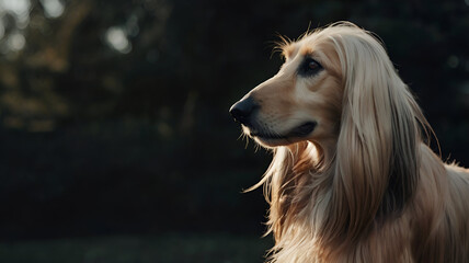 A regal Afghan Hound with flowing hair