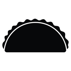 Delicious Taco Icon Illustration in Black and White for Restaurant Menu Design and Food Graphics