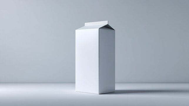 Minimalist white milk carton mockup on a soft background for product display