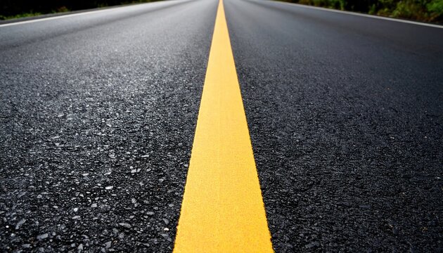 Asphalt road with yellow center line