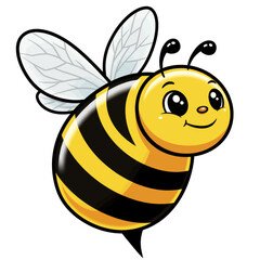 Geometric Bee in Flight with Black and Yellow Striped Body