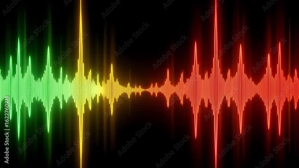Poster audio spectrum analyzer visualization equalizer sound waves music frequency background 100char