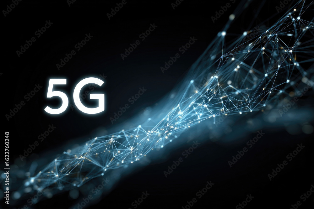 Aufkleber 5g or 6g dot line mobile technology. wireless data network and connection technology concept. high-s