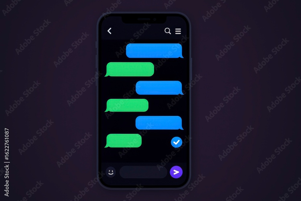 Aufkleber modern smartphone screen with colorful chat bubbles representing digital communication interface des