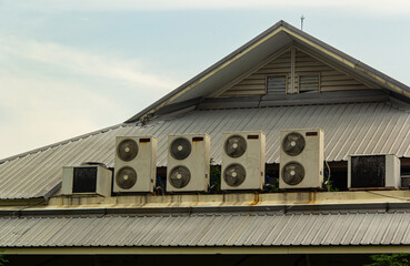 Air conditioner compressor outside the modern building