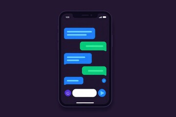 Engaging smartphone chat interface with blue and green message bubbles for modern communication design