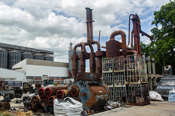close up rusty old machine  on agro-processing