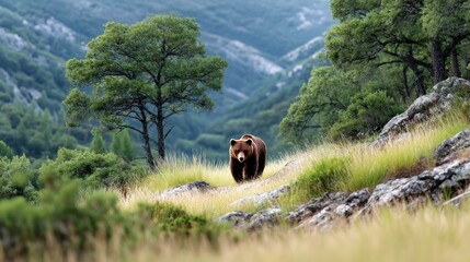 Bear in mountainous forest