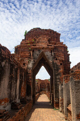 Ancient pagoda on temple in ayutthaya historical park