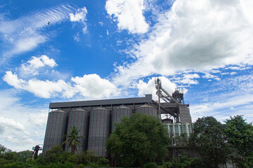  steel grain storage silos.