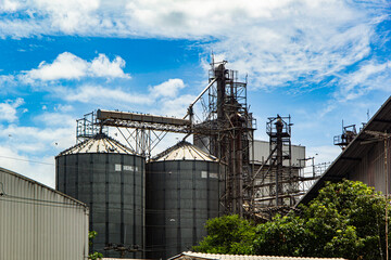  steel grain storage silos.