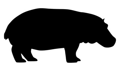 Vector Silhouette Of A Hippo.