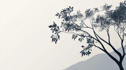 Silhouette Tree Branches Against a Pale Sky