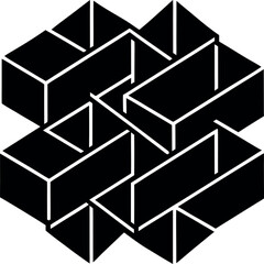 abstract form of an interlocking wall panel system in black silhouette