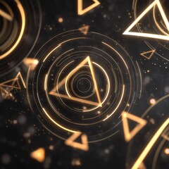 Golden Geometric Shapes on Dark Background