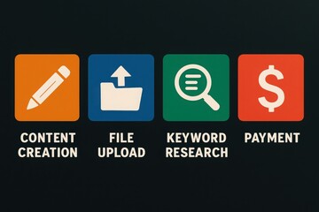 Four steps to online success content creation file upload keyword research payment