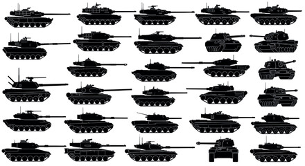 Ultimate Tank Silhouettes Pack – WWII to Modern War Machines in Vector Style