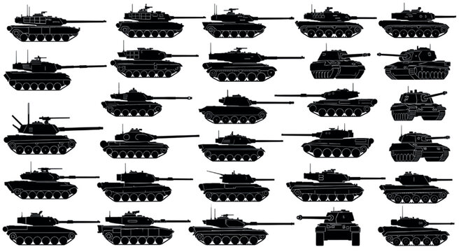 Ultimate Tank Silhouettes Pack &ndash; WWII to Modern War Machines in Vector Style