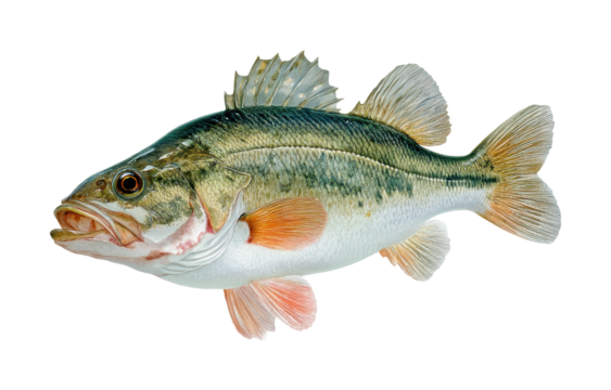 Bass fishing adventure in clear waters a guide to sport fishing techniques isolated on transparent background, png