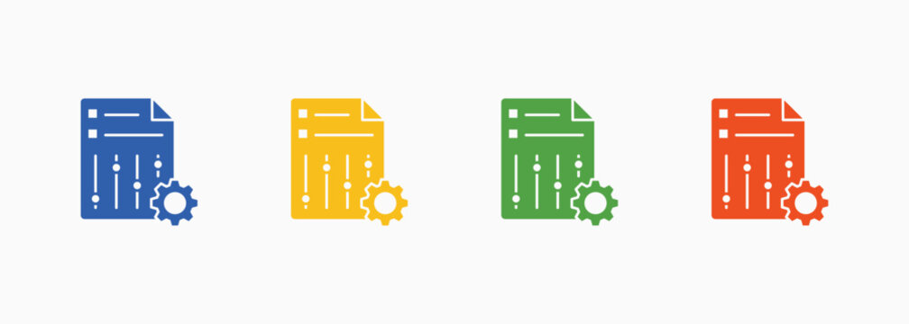 Document Control Icon Set Color Multiple Style Collection