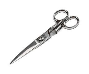Obraz premium Cutting action with stainless scissors home office product bright lighting isolated on transparent background, png