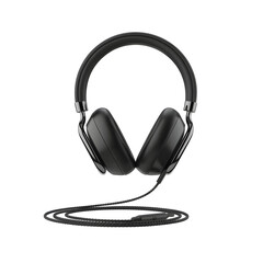 High-quality black over-ear headphones with a sleek modern design and braided cable, isolated on a white background.