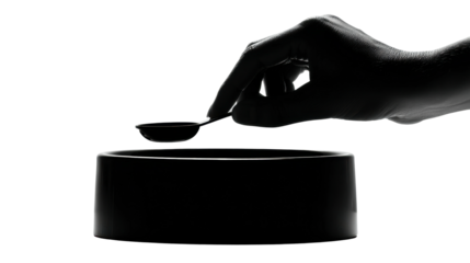 Adding food to pet bowl home kitchen pet care minimalist silhouette isolated on transparent background, png