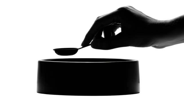 Adding food to pet bowl home kitchen pet care minimalist silhouette isolated on transparent background, png