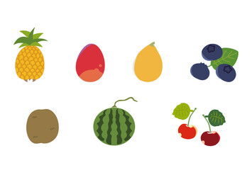 夏のフルーツのイラストセット（アウトラインなし）