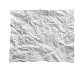 Crumpled white paper texture for creative design projects isolated on transparent background, png