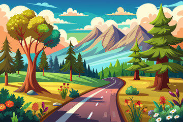 vector of Nature and road Pleasant nature and beautiful road...
