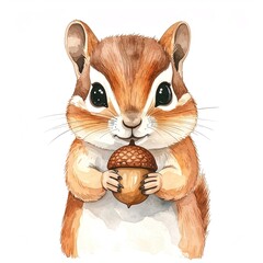Adorable Chipmunk Holding Acorn with Big Eyes