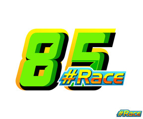 Racing sticker concept and number 85 effect and race text