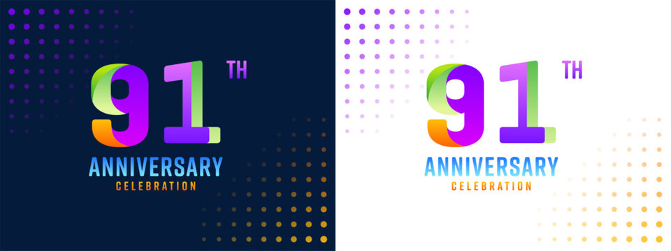 90th anniversary vector background with colorful numbers, design for business, event, celebration