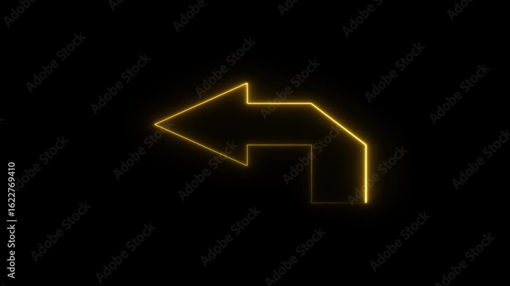 Poster left direction neon arrow icon animation. abstract beautiful retro signboard with pointers animated.