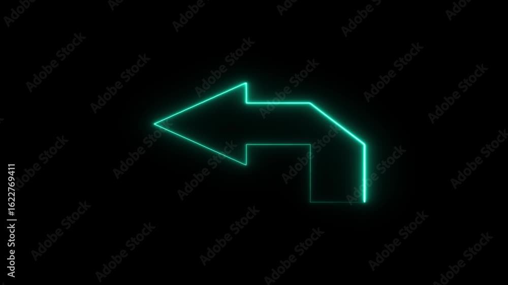 Poster left direction neon arrow icon animation. abstract beautiful retro signboard with pointers animated.