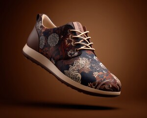 Stylish Paisley Patterned Sneaker on Brown