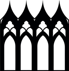 Repeating Gothic Archway Pattern in Black Silhouette for Architecture Lovers