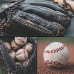 Vintage Baseball Gear Collage
