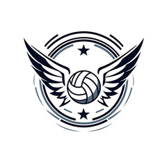 A winged volleyball soars symbolizing athletic prowess and competitive on transparent background