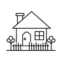 Simple Line Drawing Of A House With A Garden
