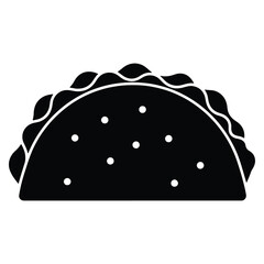 Taco Silhouette Icon Filled with Delicious Filling Black and White Vector Illustration Perfect for Restaurant Menus